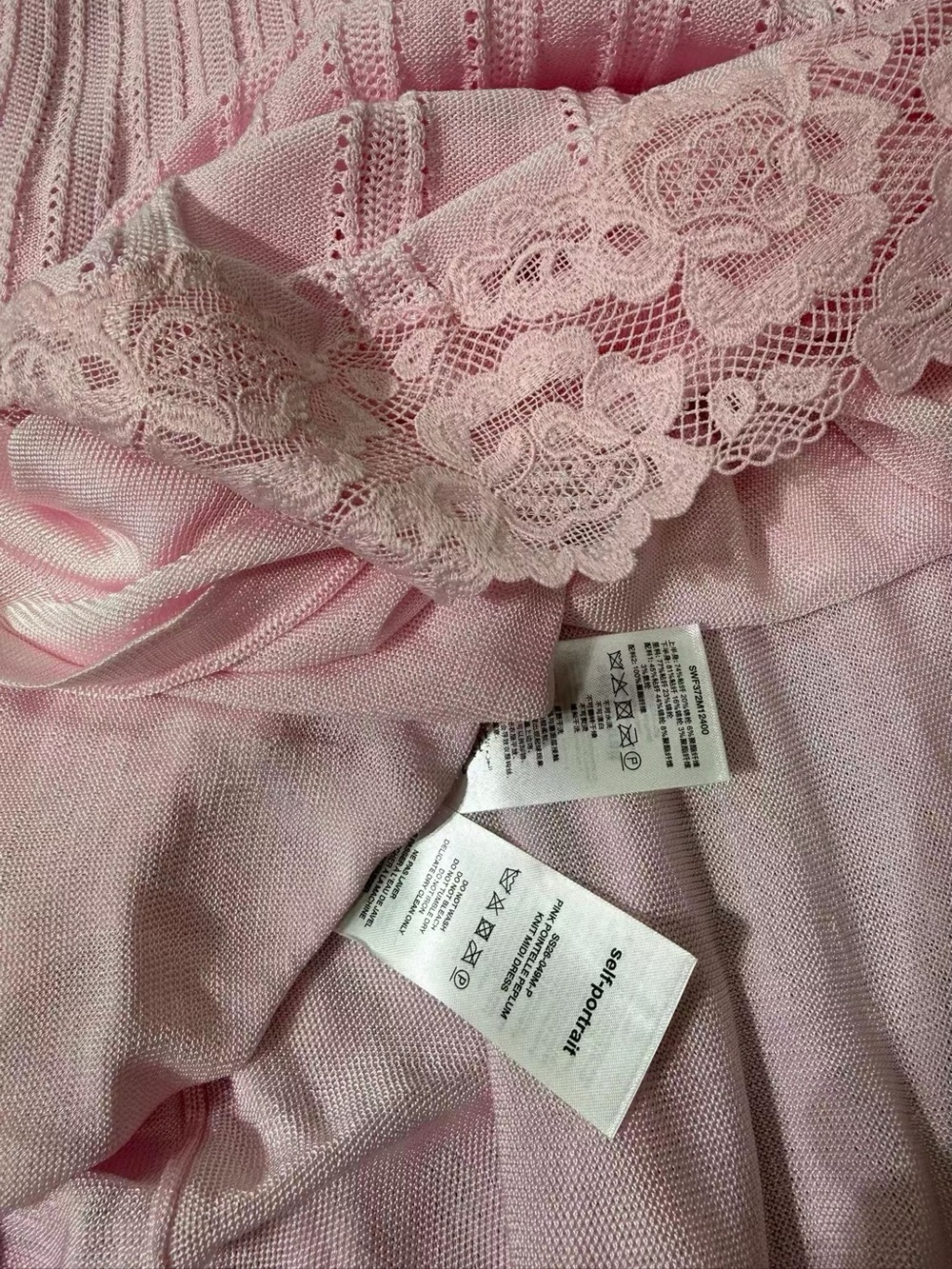 NWOT Self-Portrait PINK POINTELLE PEPLUM KNIT MIDI DRESS - Picture 8 of 9